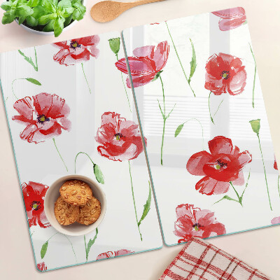 Tagliere in vetro temperato Motivo a papavero con fiori