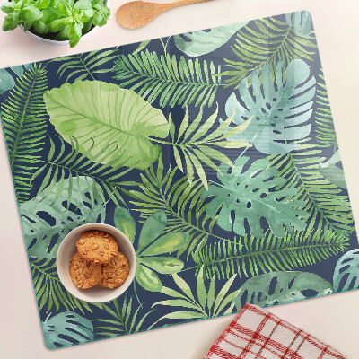 Tagliere in vetro vegetazione tropicale