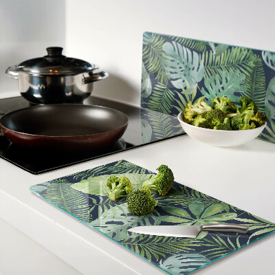 Tagliere in vetro vegetazione tropicale