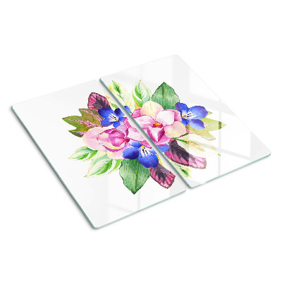 Tagliere in vetro Motivo floreale con fiori rosa e blu