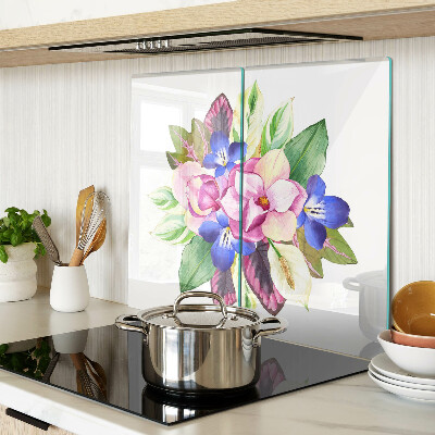 Tagliere in vetro Motivo floreale con fiori rosa e blu