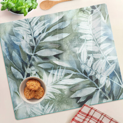 Tagliere in vetro temperato Foglie tropicali in tonalità pastello