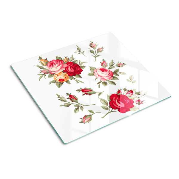 Tagliere in vetro temperato Rose d'epoca