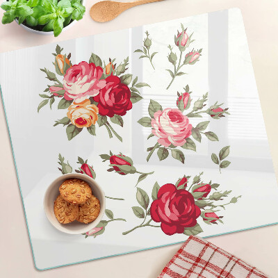 Tagliere in vetro temperato Rose d'epoca