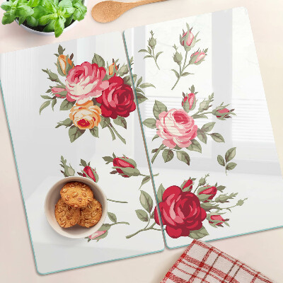 Tagliere in vetro temperato Rose d'epoca