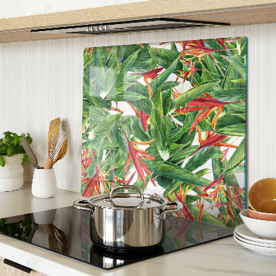 Tagliere in vetro temperato Foglie e fiori tropicali