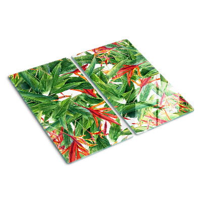 Tagliere in vetro temperato Foglie e fiori tropicali