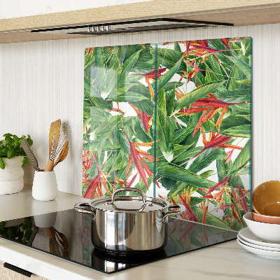 Tagliere in vetro temperato Foglie e fiori tropicali