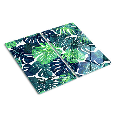 Tagliere in vetro temperato Foglie di monstera su uno sfondo tropicale