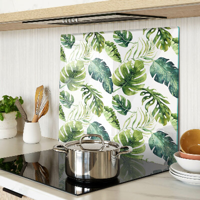 Tagliere in vetro temperato Foglie di Monstera in tonalità di verde