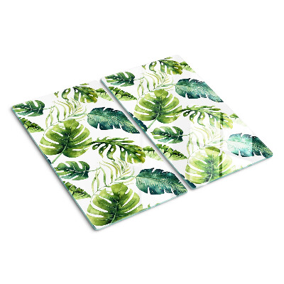 Tagliere in vetro temperato Foglie di Monstera in tonalità di verde