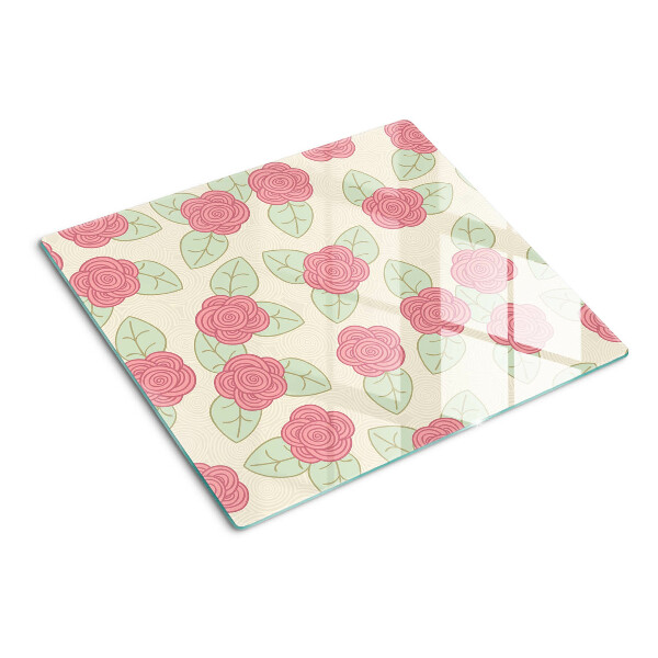 Tagliere in vetro temperato Rose sulle foglie