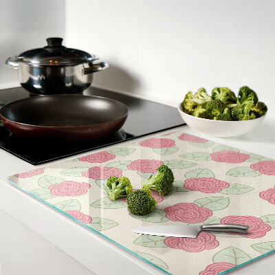 Tagliere in vetro temperato Rose sulle foglie