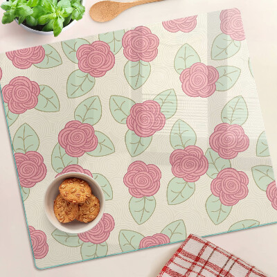 Tagliere in vetro temperato Rose sulle foglie