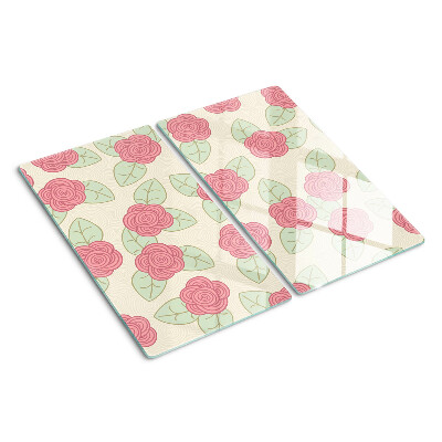 Tagliere in vetro temperato Rose sulle foglie