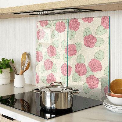 Tagliere in vetro temperato Rose sulle foglie
