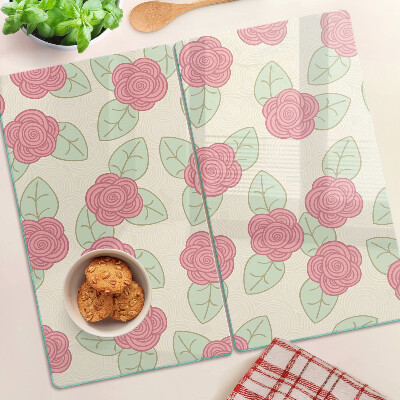 Tagliere in vetro temperato Rose sulle foglie