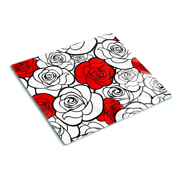 Tagliere in vetro temperato Rose bianche e rosse