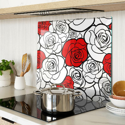 Tagliere in vetro temperato Rose bianche e rosse