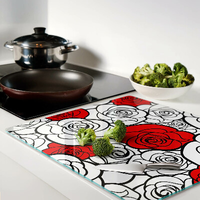 Tagliere in vetro temperato Rose bianche e rosse