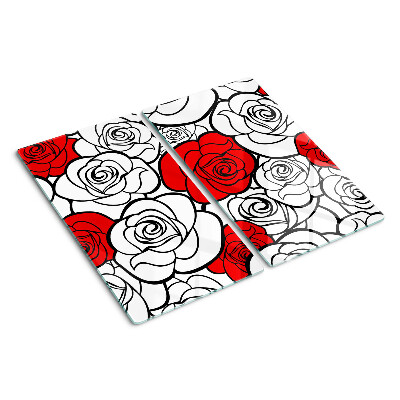 Tagliere in vetro temperato Rose bianche e rosse