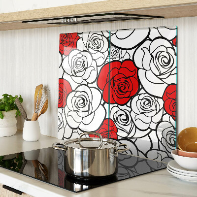 Tagliere in vetro temperato Rose bianche e rosse
