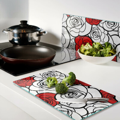 Tagliere in vetro temperato Rose bianche e rosse