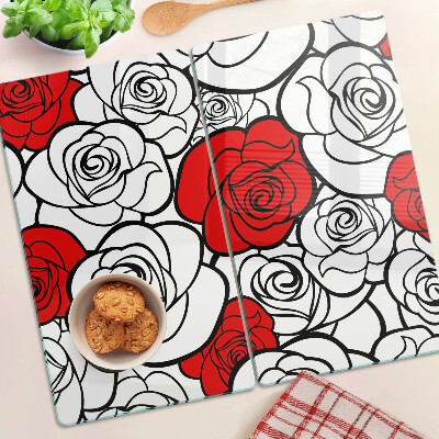 Tagliere in vetro temperato Rose bianche e rosse