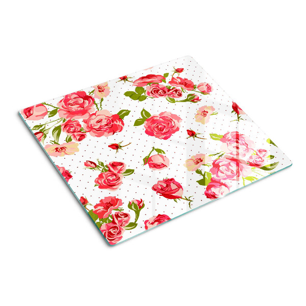 Tagliere in vetro Rose su sfondo bianco