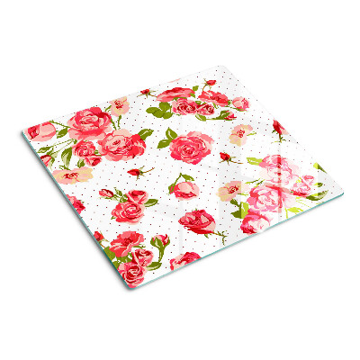 Tagliere in vetro Rose su sfondo bianco