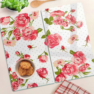 Tagliere in vetro Rose su sfondo bianco