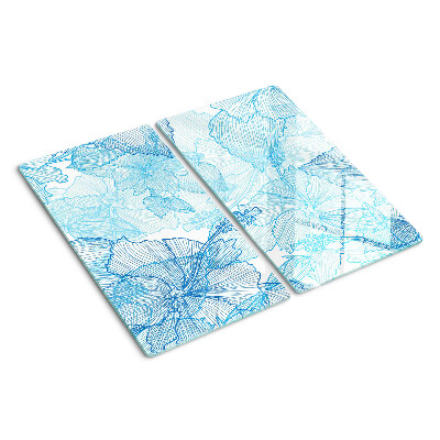 Tagliere in vetro temperato Motivo floreale nei toni del blu