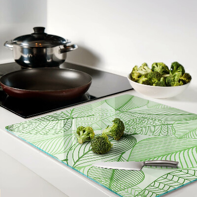 Tagliere in vetro temperato Foglie in tonalità di verde