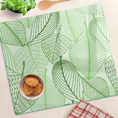 Tagliere in vetro temperato Foglie in tonalità di verde