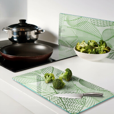 Tagliere in vetro temperato Foglie in tonalità di verde