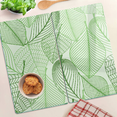 Tagliere in vetro temperato Foglie in tonalità di verde