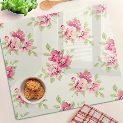 Tagliere in vetro Fiori nelle tonalità del rosa