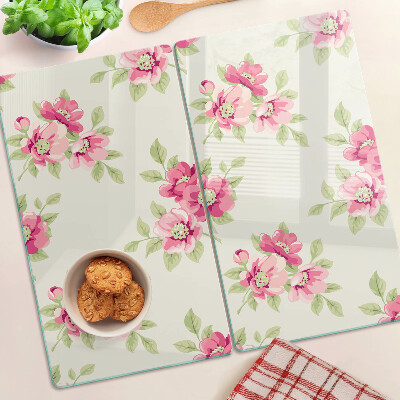 Tagliere in vetro Fiori nelle tonalità del rosa