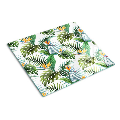 Tagliere in vetro temperato Foglie e fiori tropicali