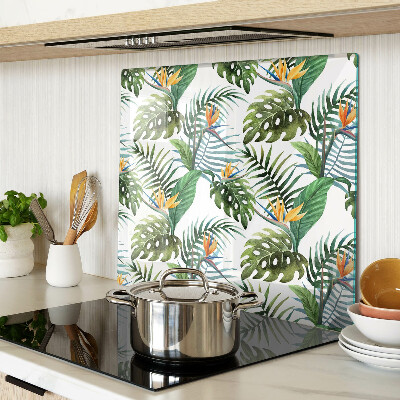 Tagliere in vetro temperato Foglie e fiori tropicali