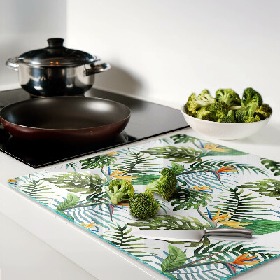 Tagliere in vetro temperato Foglie e fiori tropicali