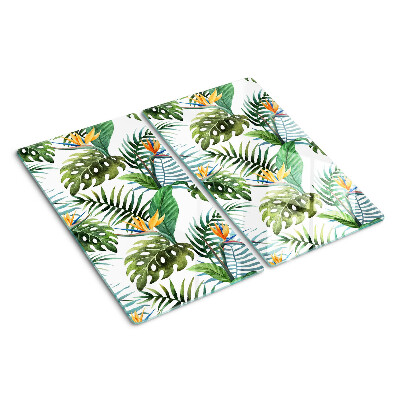Tagliere in vetro temperato Foglie e fiori tropicali