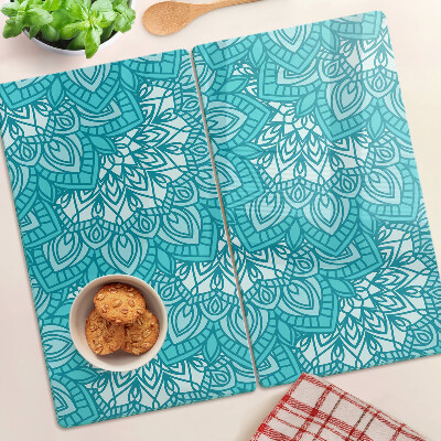 Tagliere in vetro Motivo mandala nei toni del blu