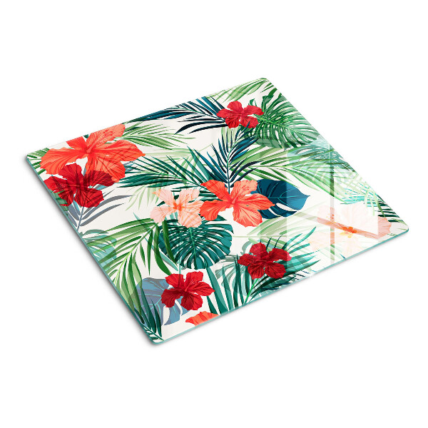 Tagliere in vetro Motivo vegetale tropicale con fiori