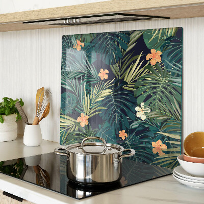 Tagliere in vetro temperato Motivo tropicale con foglie e fiori