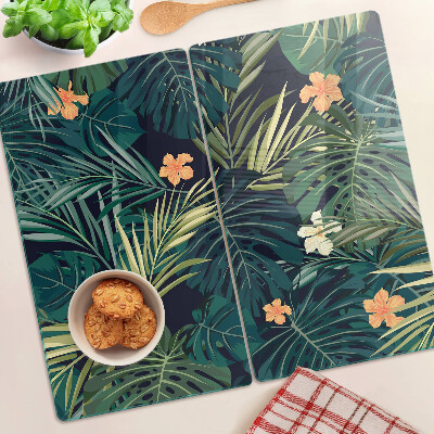 Tagliere in vetro temperato Motivo tropicale con foglie e fiori