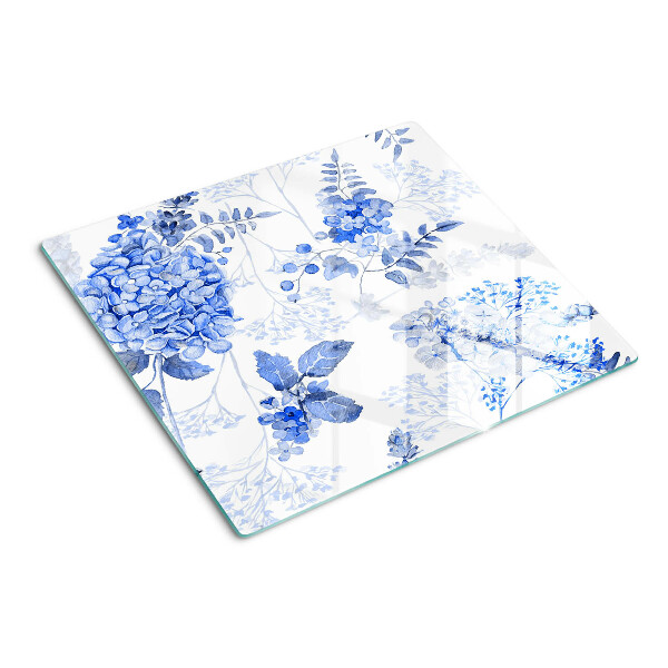 Tagliere in vetro Fiori nei toni del blu