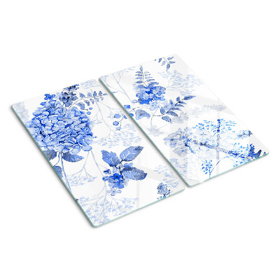 Tagliere in vetro Fiori nei toni del blu