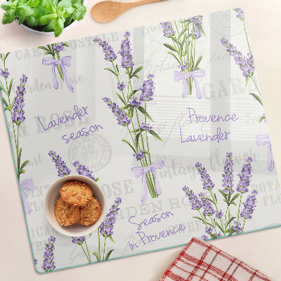 Tagliere in vetro temperato Lettering lavanda e provenzale