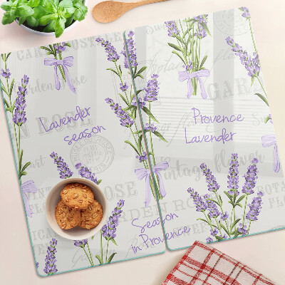 Tagliere in vetro temperato Lettering lavanda e provenzale